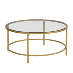 Table basse ronde 36" avec plateau imitation marbre - Doré