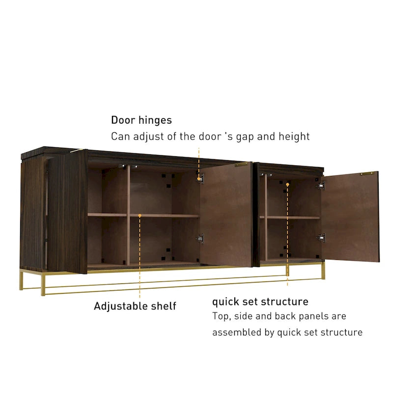 Meuble d'appoint 4 portes en bois