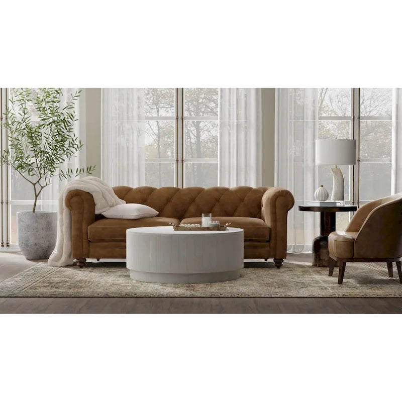 Table basse ronde en orme 42