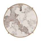 32.48 Table basse ronde moderne avec plateau en pierre frittée et cadre métallique robuste