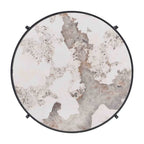 32.48 Table basse ronde moderne avec plateau en pierre frittée et cadre métallique robuste