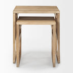 Tables d'appoint gigognes carrées en bois massif avec accents en rotin (ensemble de 2) - 20L x 20l x 23H