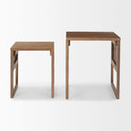 Tables d'appoint gigognes carrées en bois massif avec accents en rotin (ensemble de 2) - 20L x 20l x 23H