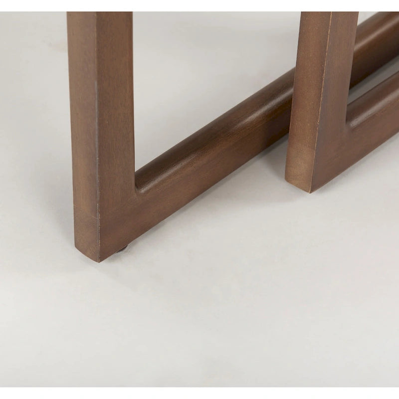 Tables d'appoint gigognes carrées en bois massif avec accents en rotin (ensemble de 2) - 20L x 20l x 23H