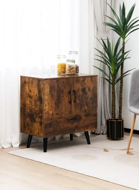 Meuble de rangement au sol moderne avec 2 portes et 1 tiroir - 30 x 16 x 31 (L x l x H)