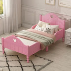 Lit d'enfant jumeau Macaron avec rails de sécurité latéraux et tête et pied de lit, rose clair