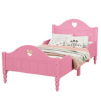 Lit d'enfant jumeau Macaron avec rails de sécurité latéraux et tête et pied de lit, rose clair