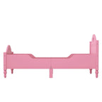 Lit d'enfant jumeau Macaron avec rails de sécurité latéraux et tête et pied de lit, rose clair