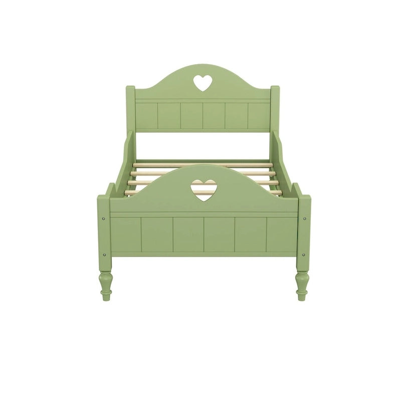 Lit d'enfant jumeau Macaron avec rails de sécurité latéraux et tête et pied de lit, rose clair