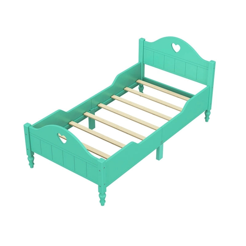 Lit d'enfant jumeau Macaron avec rails de sécurité latéraux et tête et pied de lit, rose clair