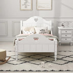 Lit d'enfant jumeau Macaron avec rails de sécurité latéraux et tête et pied de lit, rose clair