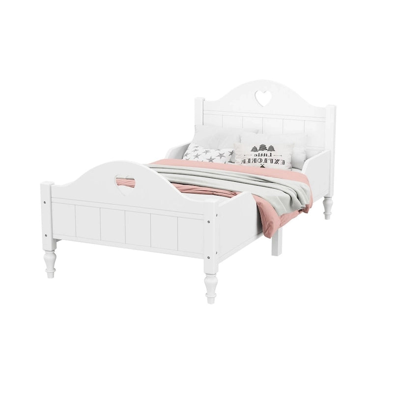 Lit d'enfant jumeau Macaron avec rails de sécurité latéraux et tête et pied de lit, rose clair