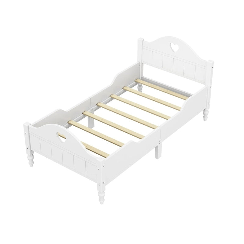 Lit d'enfant jumeau Macaron avec rails de sécurité latéraux et tête et pied de lit, rose clair