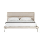 Lit contemporain en tissu crème tissé