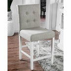 Set of 2 Fabric Counter Height Chair in Antique White and Light Gray