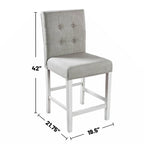 Lot de 2 chaises de comptoir en tissu de couleur blanc antique et gris clair