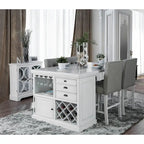 Lot de 2 chaises de comptoir en tissu de couleur blanc antique et gris clair