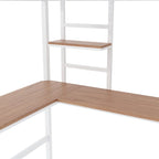 Lit mezzanine double en métal avec bureau et étagère