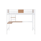 Lit mezzanine double en métal avec bureau et étagère