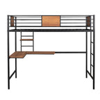 Lit mezzanine double en métal avec bureau et étagère