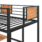 Lit mezzanine double en métal avec bureau et étagère