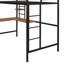 Lit mezzanine double en métal avec bureau et étagère