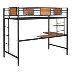 Lit mezzanine double en métal avec bureau et étagère