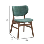 Ensemble de 2 chaises de salle à manger latérales de 23 pouces, noyer brun, tissu vert doux